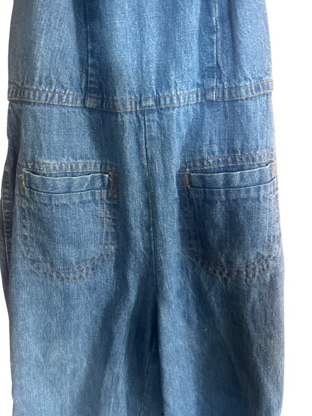 Vintage 70's Denim Halter Jumpsuit With Open Back & Wide-Leg Design sexy backles - Picture 2 of 7